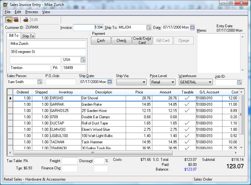 EBMS Order Entry POS Sales Order Invoice Tools